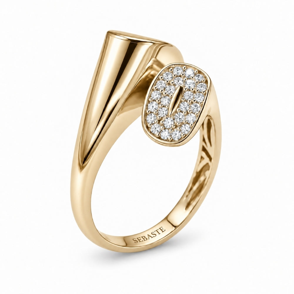 Oval Detaylı Asimetrik Modern Yüzük